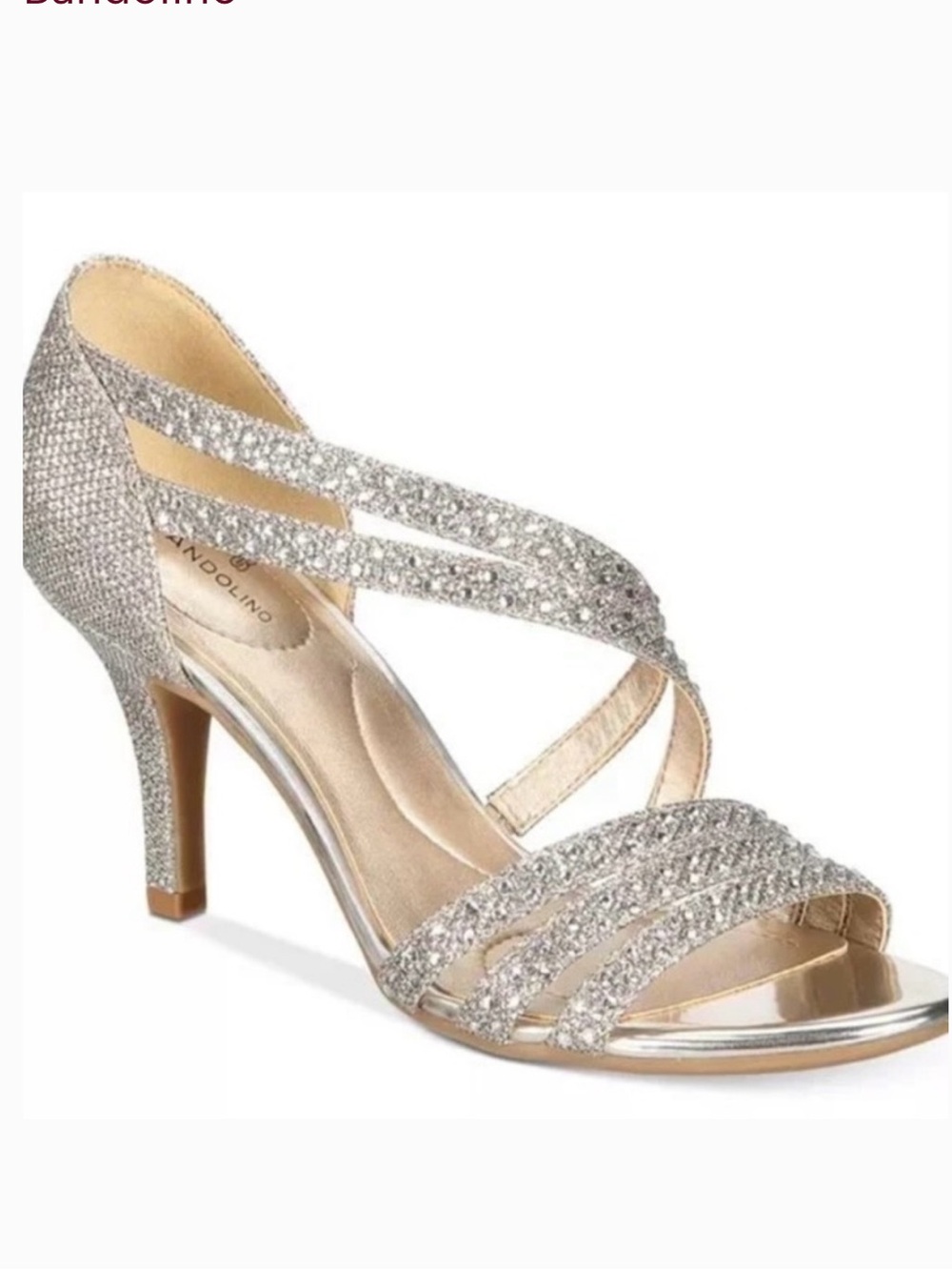 Bandolino Glitter Rhinestone Crisscross Dress Heel